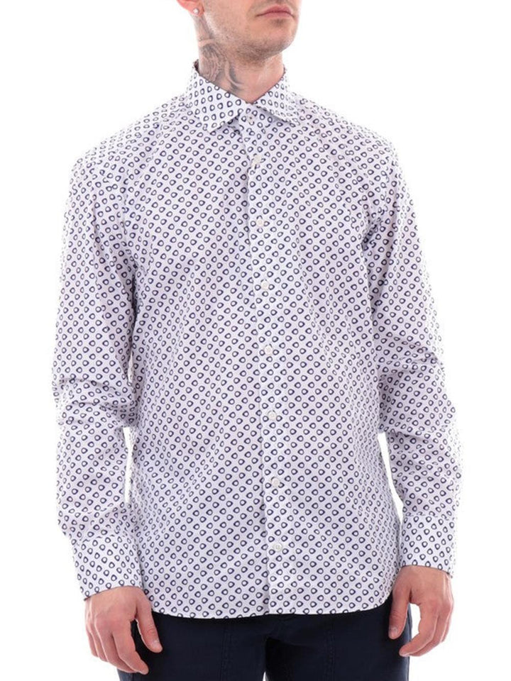 Bastoncino Camicia Uomo B2616 Bianco blu