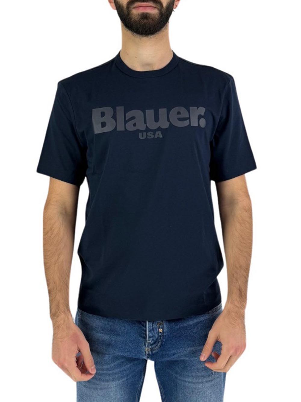 Blauer T-shirt Uomo Nero