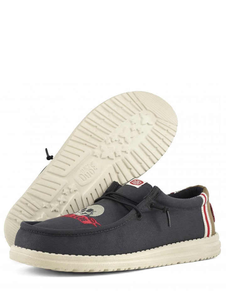 Hey Dude Mocassini Uomo Wally Stars N Skulls Grigio scuro