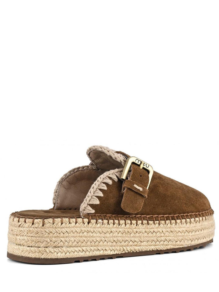 Mou Sabot Donna Jute Clog Plain Suede Marrone