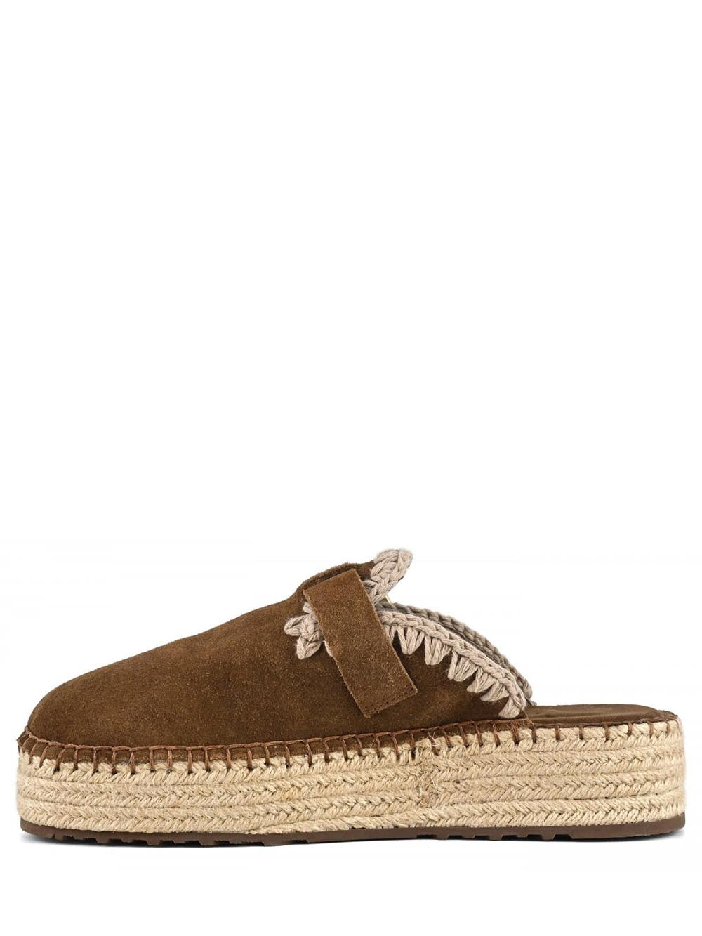 Mou Sabot Donna Jute Clog Plain Suede Marrone