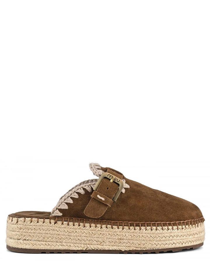 Mou Sabot Donna Jute Clog Plain Suede Marrone