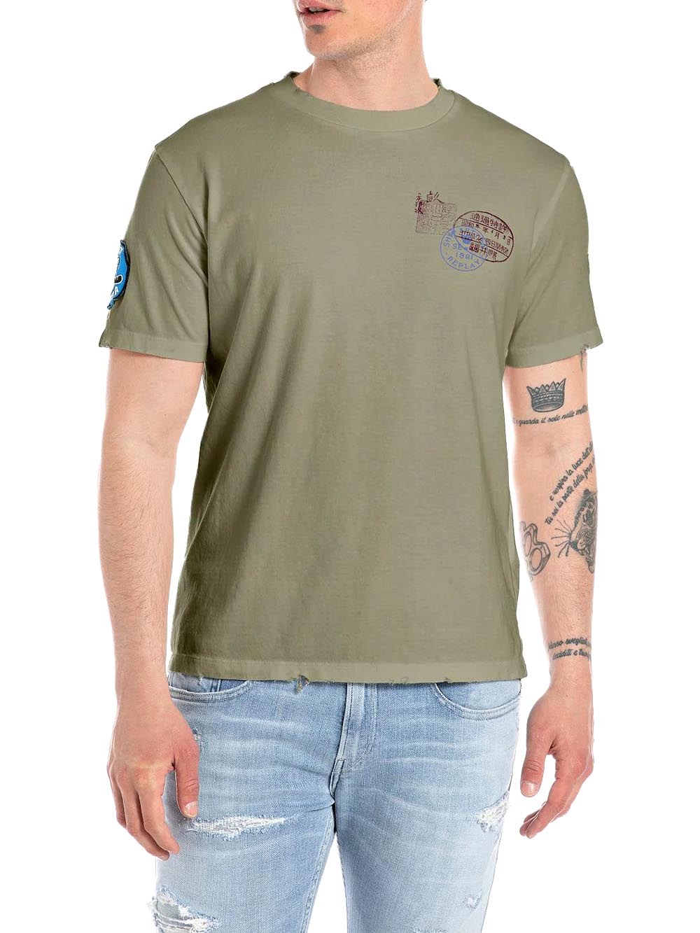 Replay T-shirt Uomo M6763 .000.23608p Verde militare