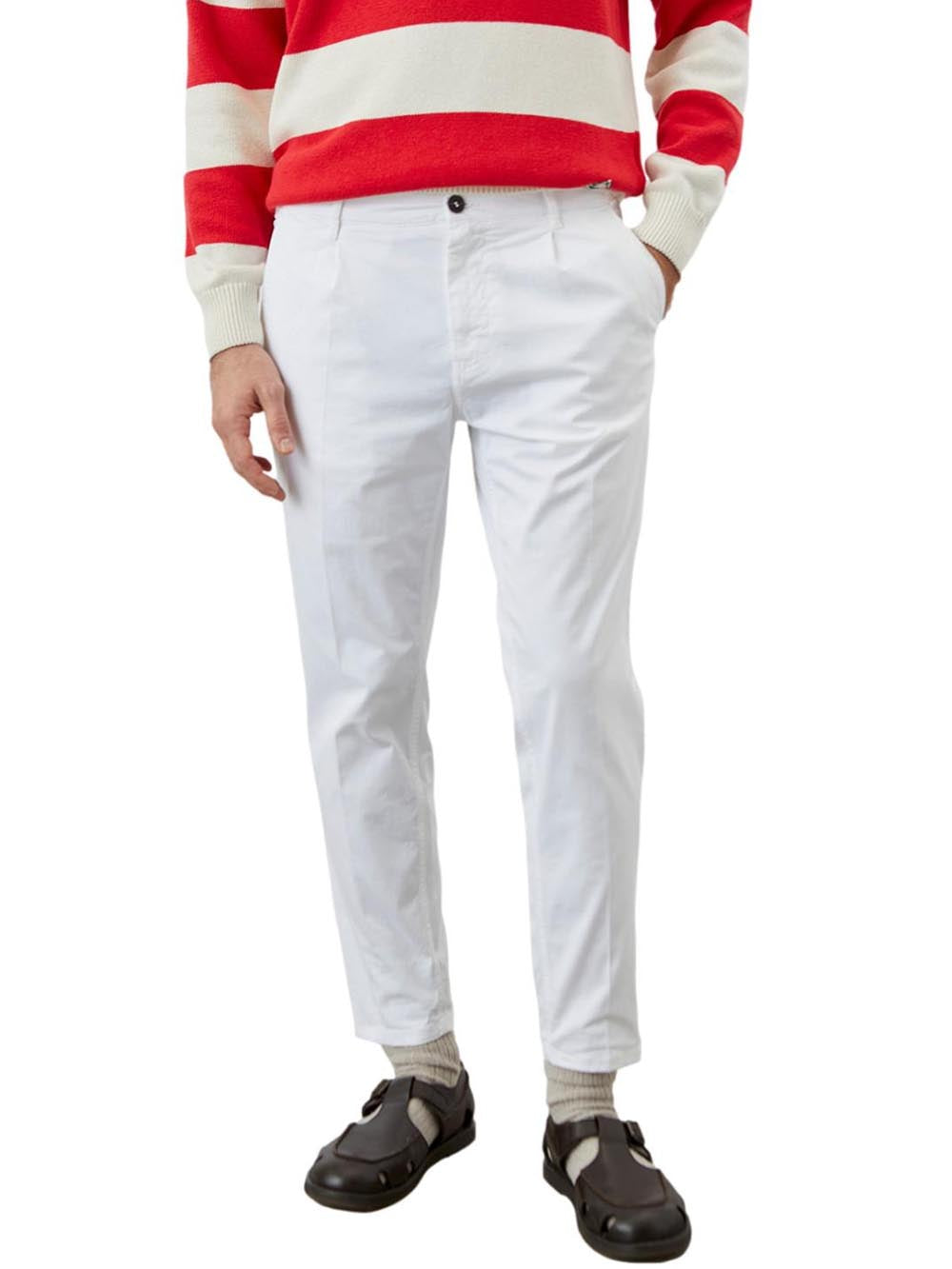 Roy Roger's Pantalone Uomo Chino Smart Man Bianco