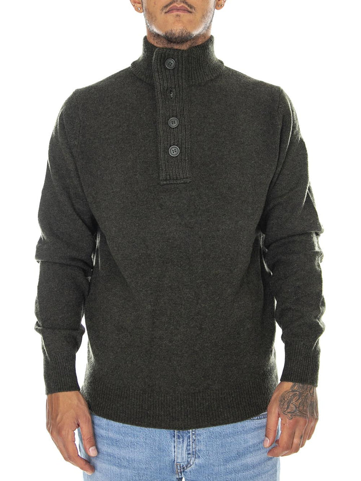 Barbour Maglia Uomo Mkn0585 Essential Patch Half Zip Verde