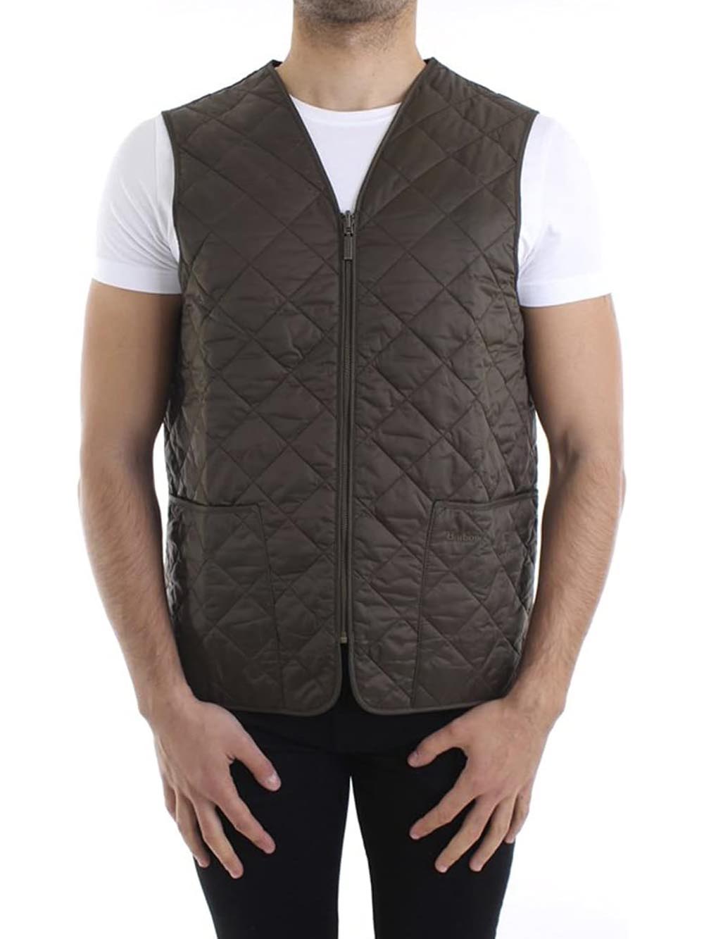 Barbour Smanicato Uomo Mli0002 Polarquilt Waistcoat Zip Liner Verde oliva