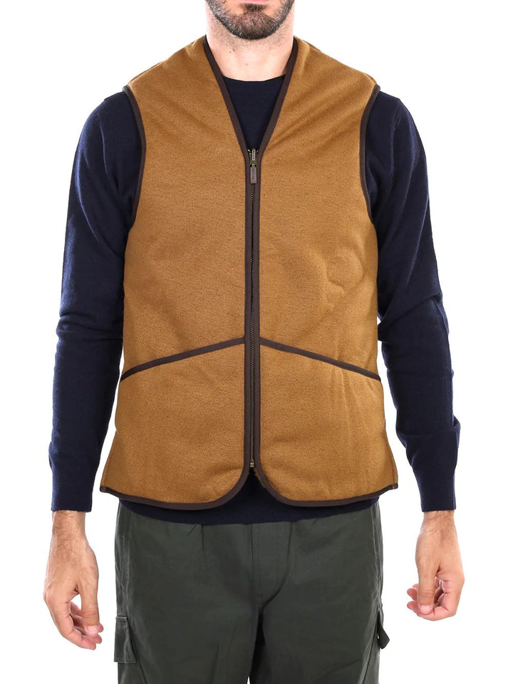 Barbour Smanicato Uomo Mli0004 Warm Pile Waistcoat Zip Marrone