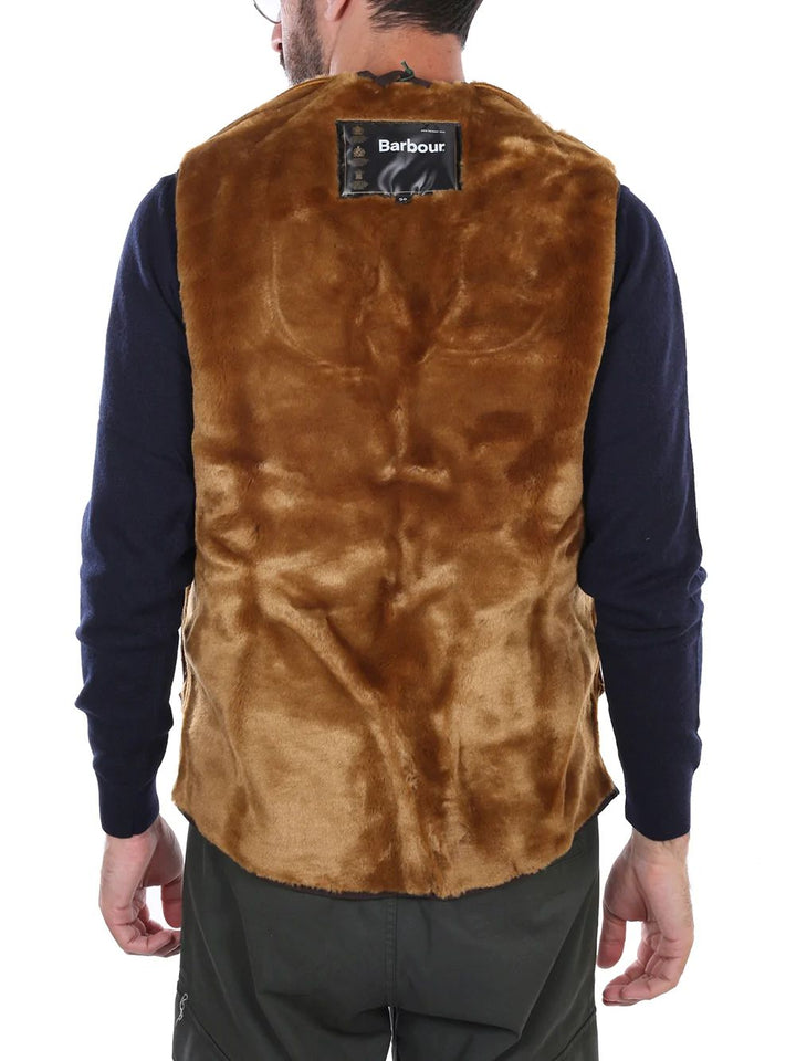 Barbour Smanicato Uomo Mli0004 Warm Pile Waistcoat Zip Marrone