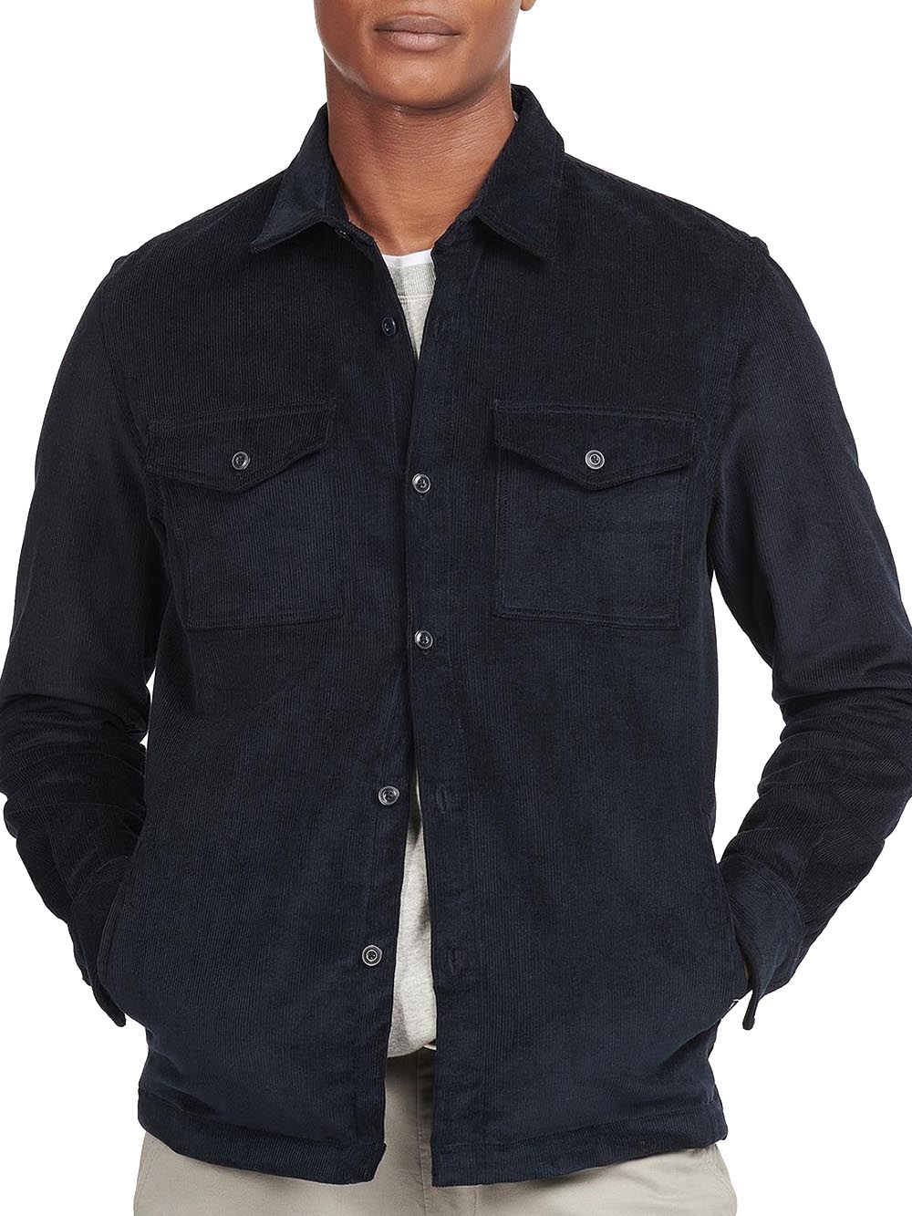 Barbour Camicia Uomo Mos0069 Cord Overshirt Blu