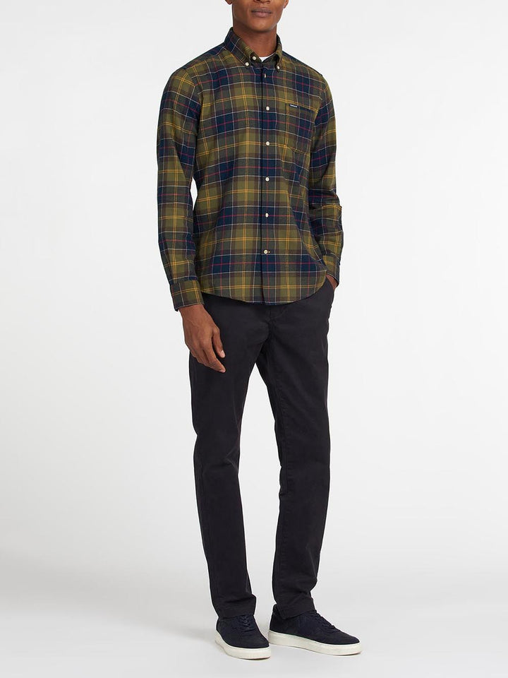 Barbour Camicia Uomo Msh4991 Fortrose Tailored Shirt Verde