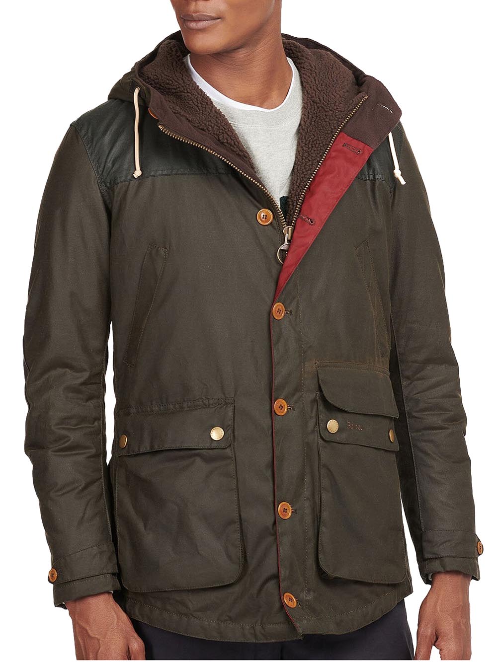 Barbour Giubbino Uomo Mwx0698 Game Parka Wax Verde oliva