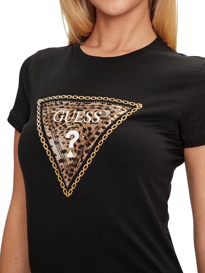 Guess T-shirt Donna W4yi40 J1314 Triangle Leo Nero