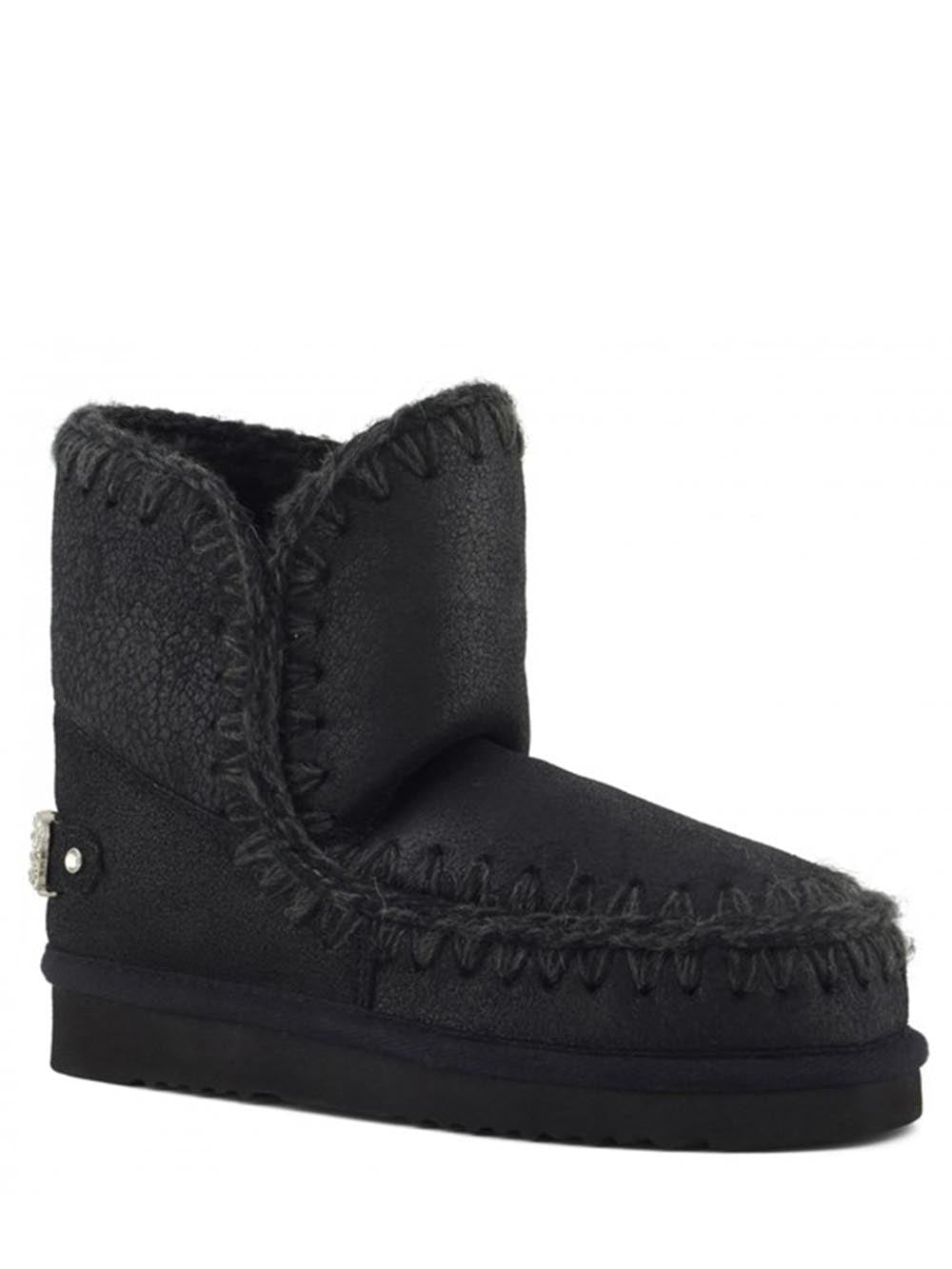 Mou Stivaletti Boot Donna Eskimo 18 With Rhinestones Logo 101036b Nero