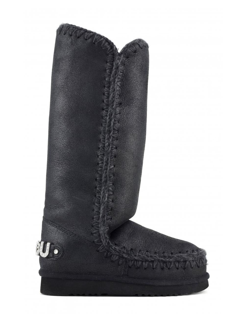 Mou Stivaletti Boot Donna Eskimo 40 Rhinestones Logo 101052b Nero