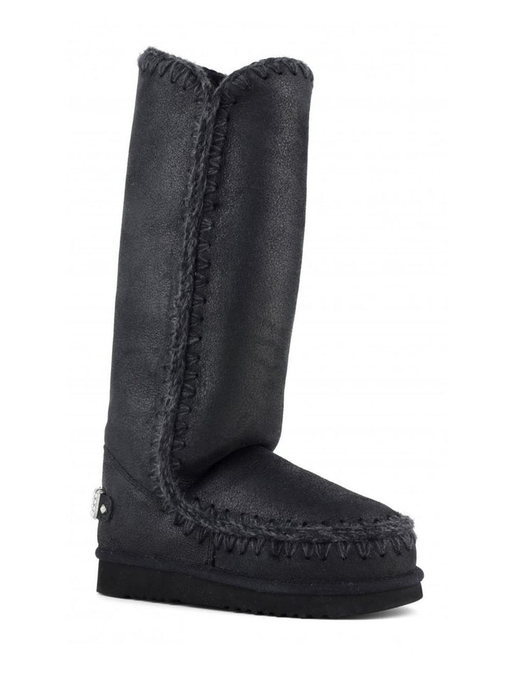 Mou Stivaletti Boot Donna Eskimo 40 Rhinestones Logo 101052b Nero