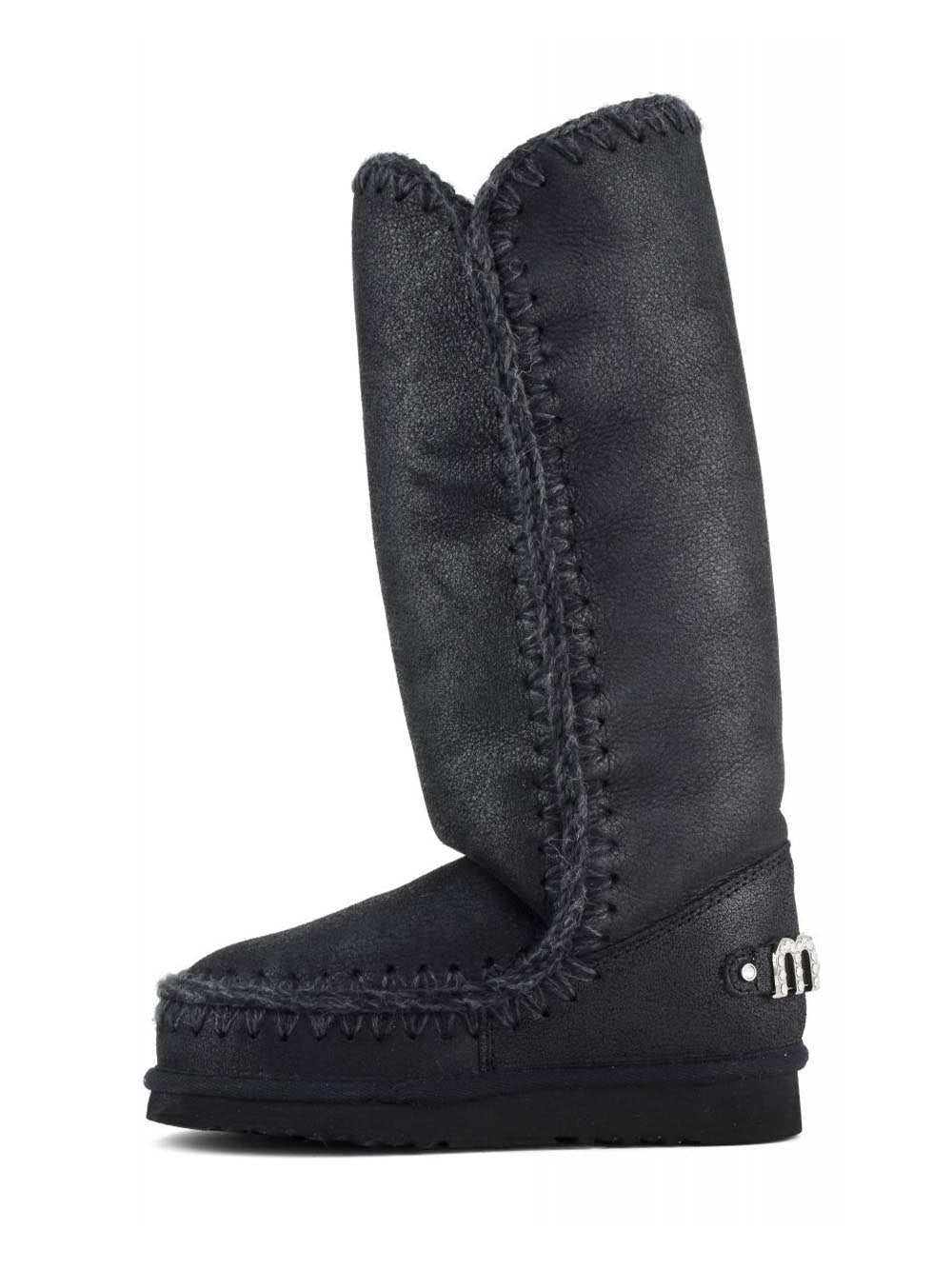 Mou Stivaletti Boot Donna Eskimo 40 Rhinestones Logo 101052b Nero