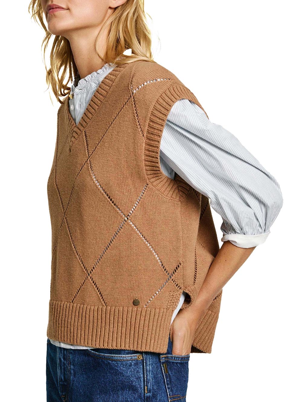 Pepe Jeans Gilet Donna Idris Vest Pl702214 Cammello