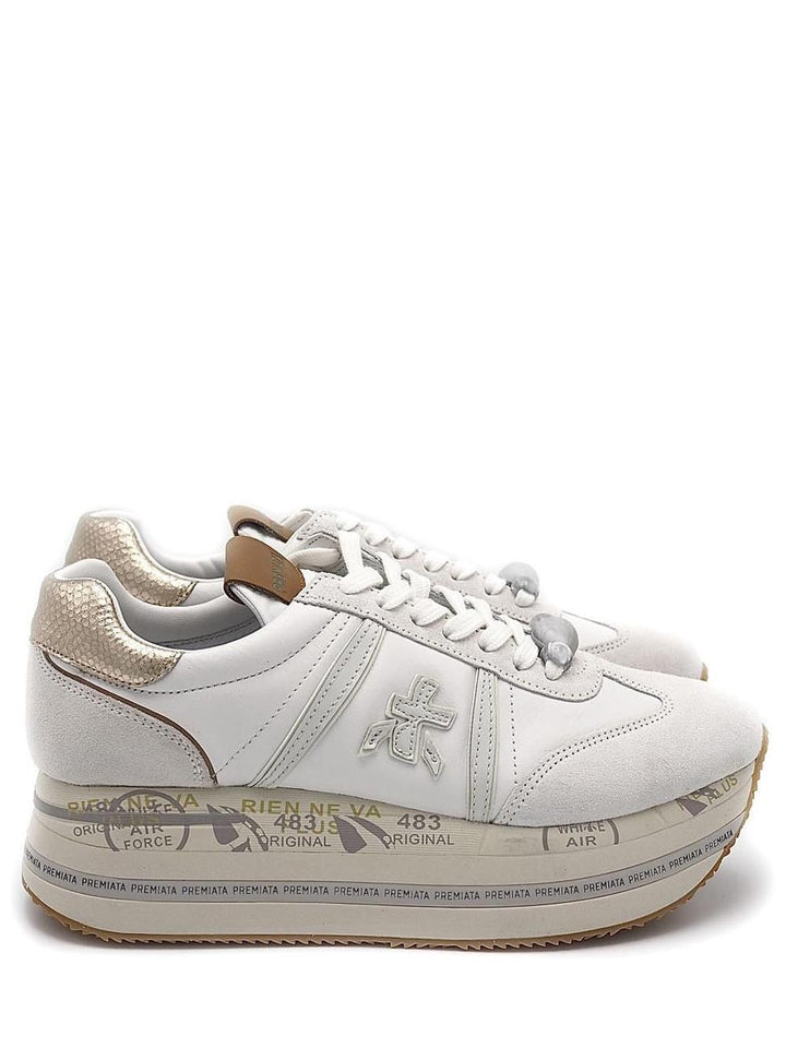 Premiata Sneakers Donna Beth Bianco oro