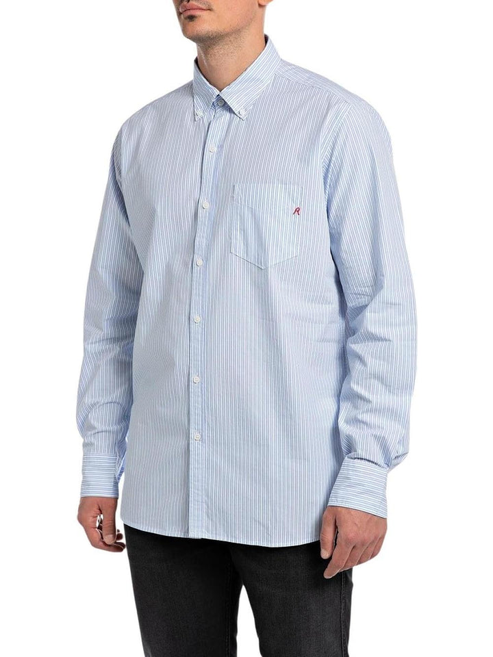 Replay Camicia Uomo M4126 .000.52704 Bianco/celeste