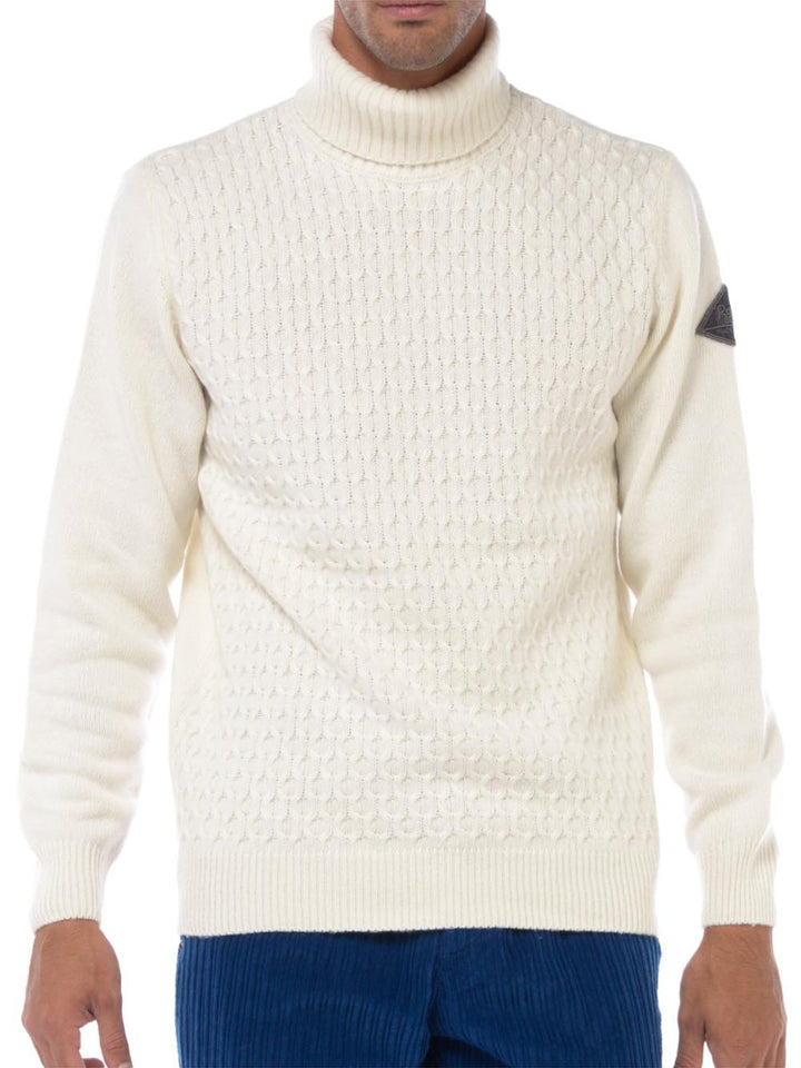 Roy Roger's Pullover Uomo Turtle Neck Man Rru505 Ch95 Panna