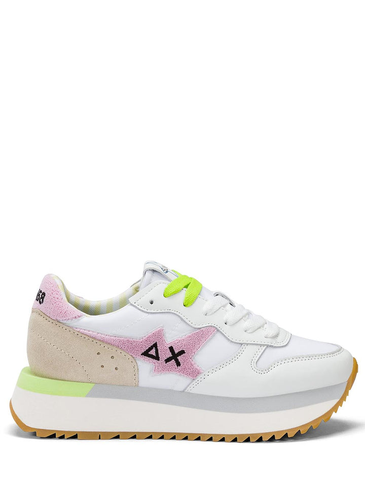 SUN68 Sneaker Donna Z35215 Big Stargirl Spongee Logo Bianco/rosa