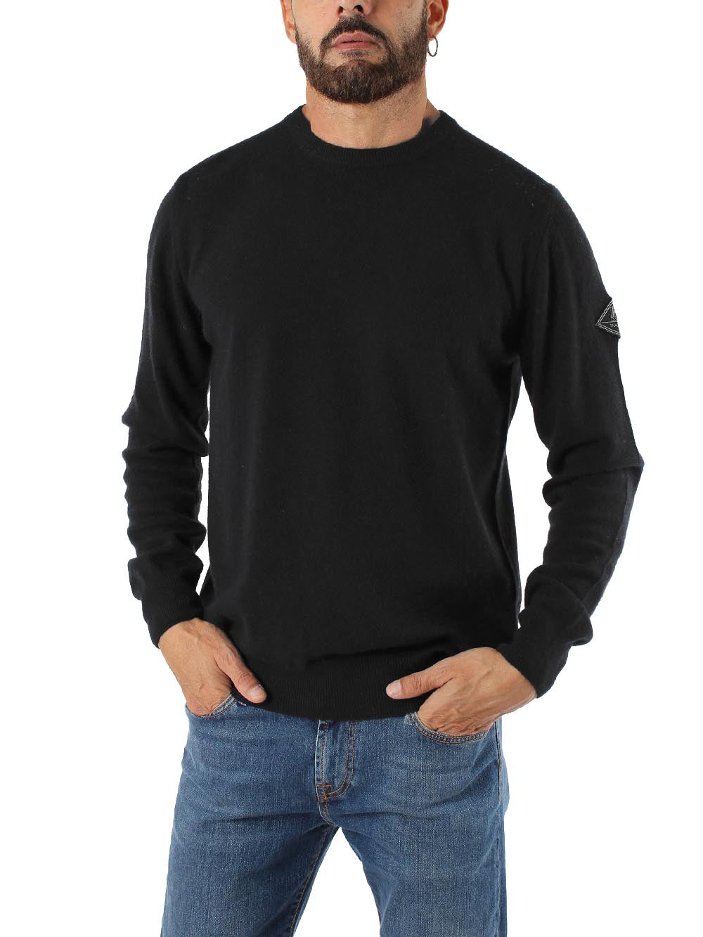 Roy Roger's Pullover Uomo Crew Neck Man Rru502 Cc53 Nero