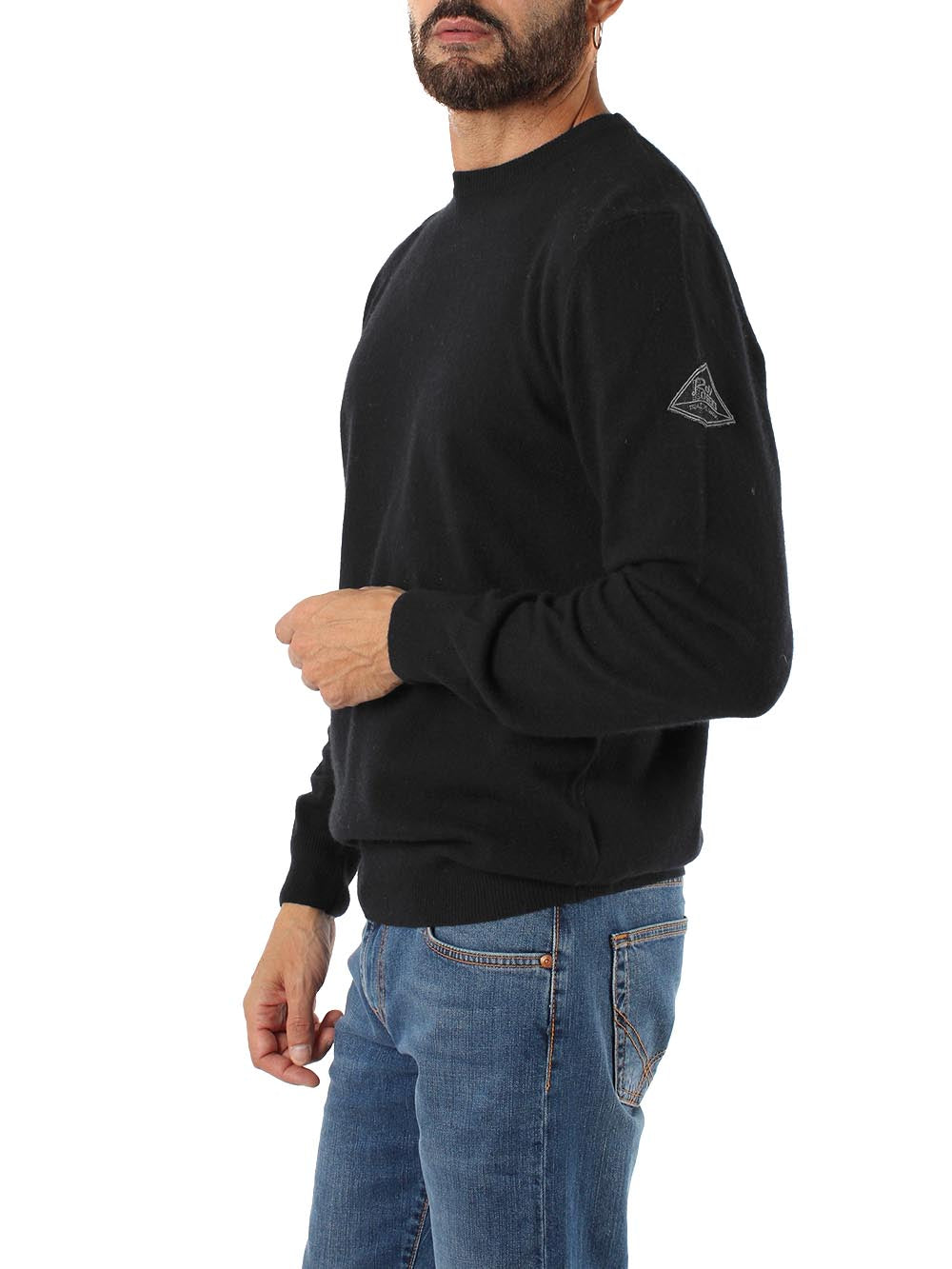 Roy Roger's Pullover Uomo Crew Neck Man Rru502 Cc53 Nero
