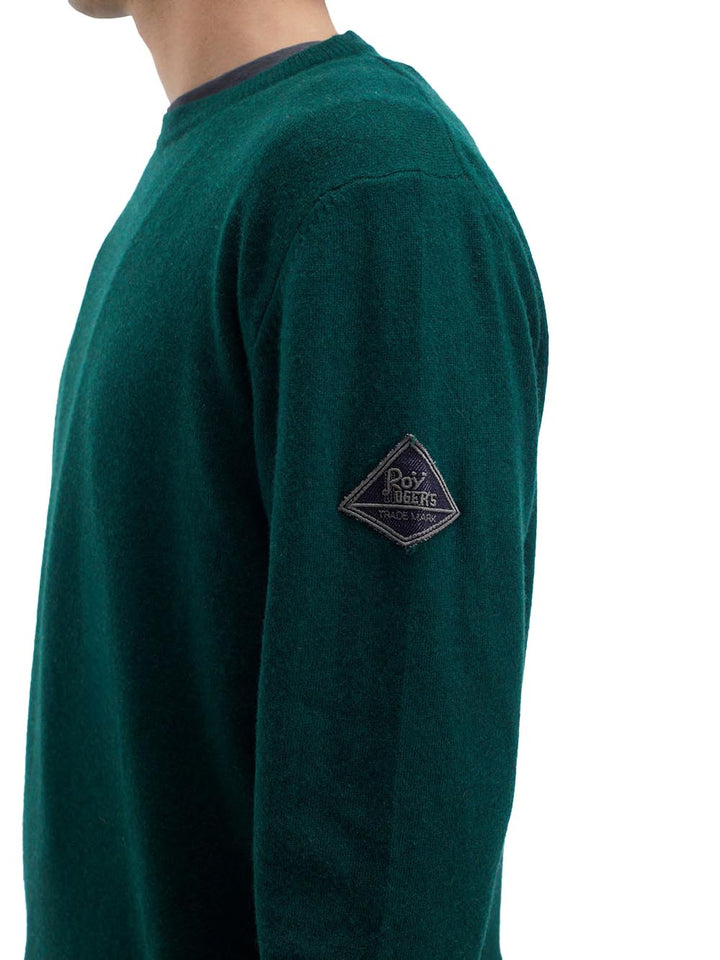 Roy Roger's Pullover Uomo Crew Neck Man Rru502 Cc53 Verde bottiglia