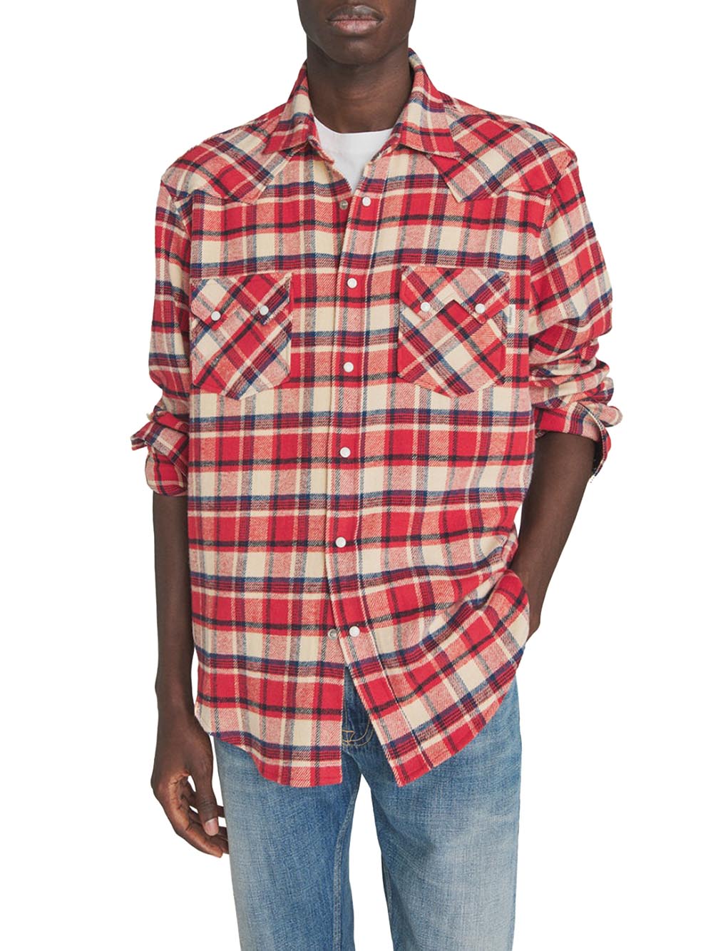 Roy Roger's Camicia Uomo Western Shirt Man Rru148 Cq19 Rosso