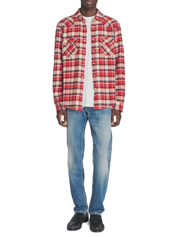 Roy Roger's Camicia Uomo Western Shirt Man Rru148 Cq19 Rosso