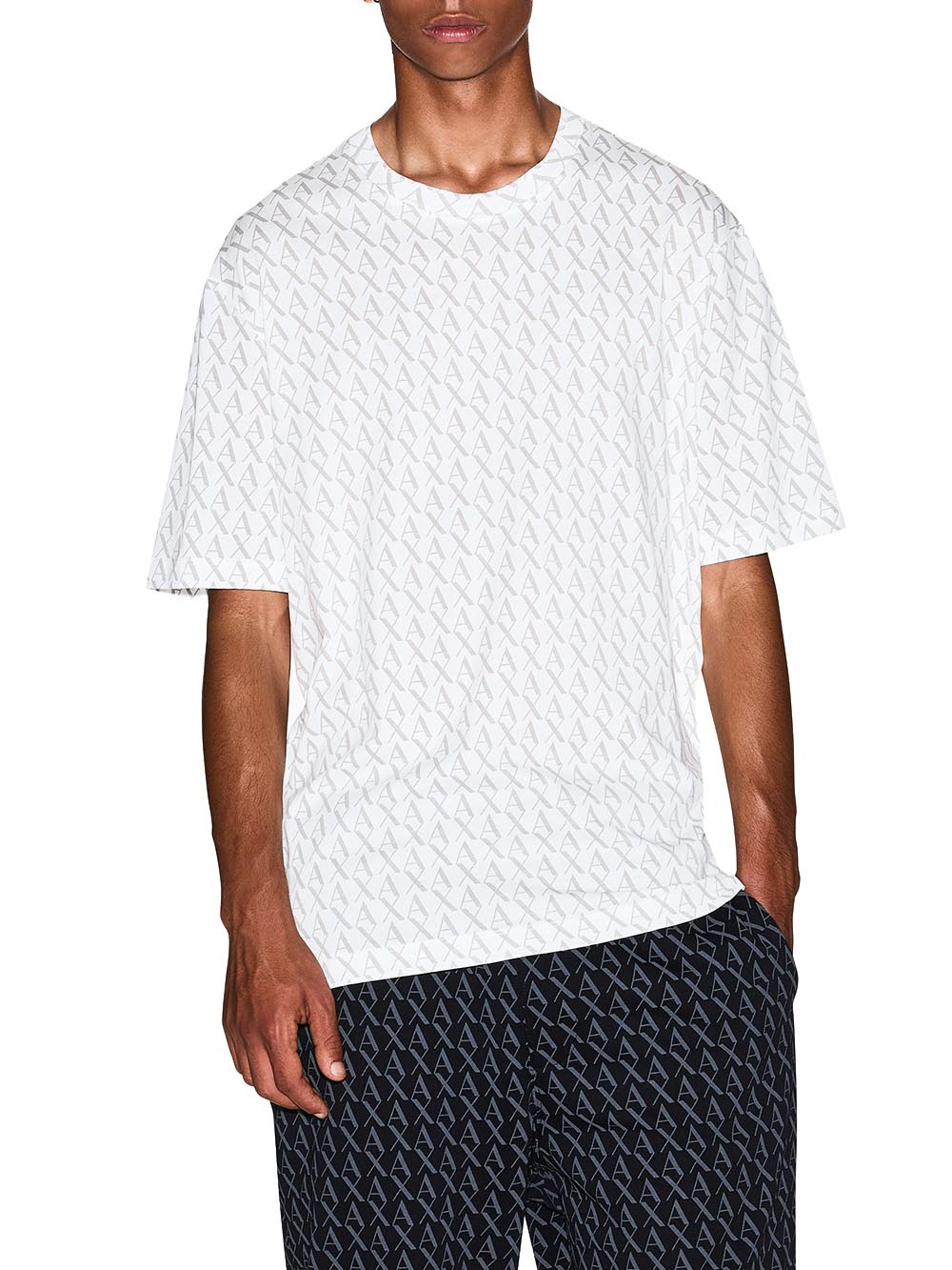 Armani Exchange T-shirt Uomo Xm001228 Af10356 Panna