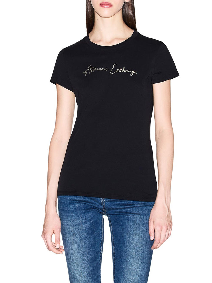 Armani Exchange T-shirt Donna Xw001457 Af10356 Nero/oro