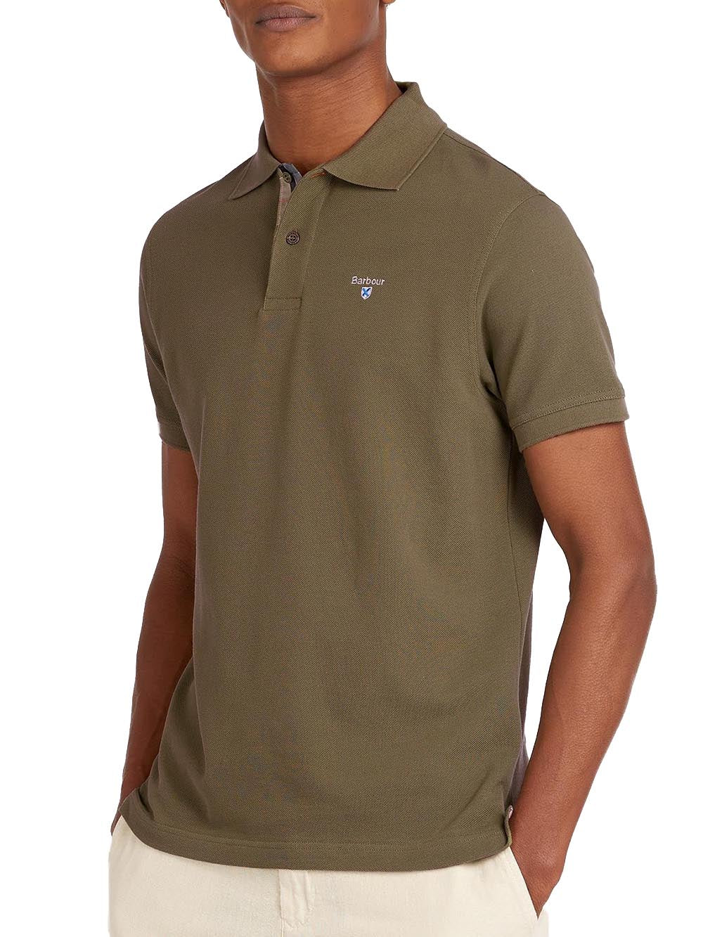 TARTAN PIQUE POLO Barbour Polo Uomo Mml0012 Verde oliva