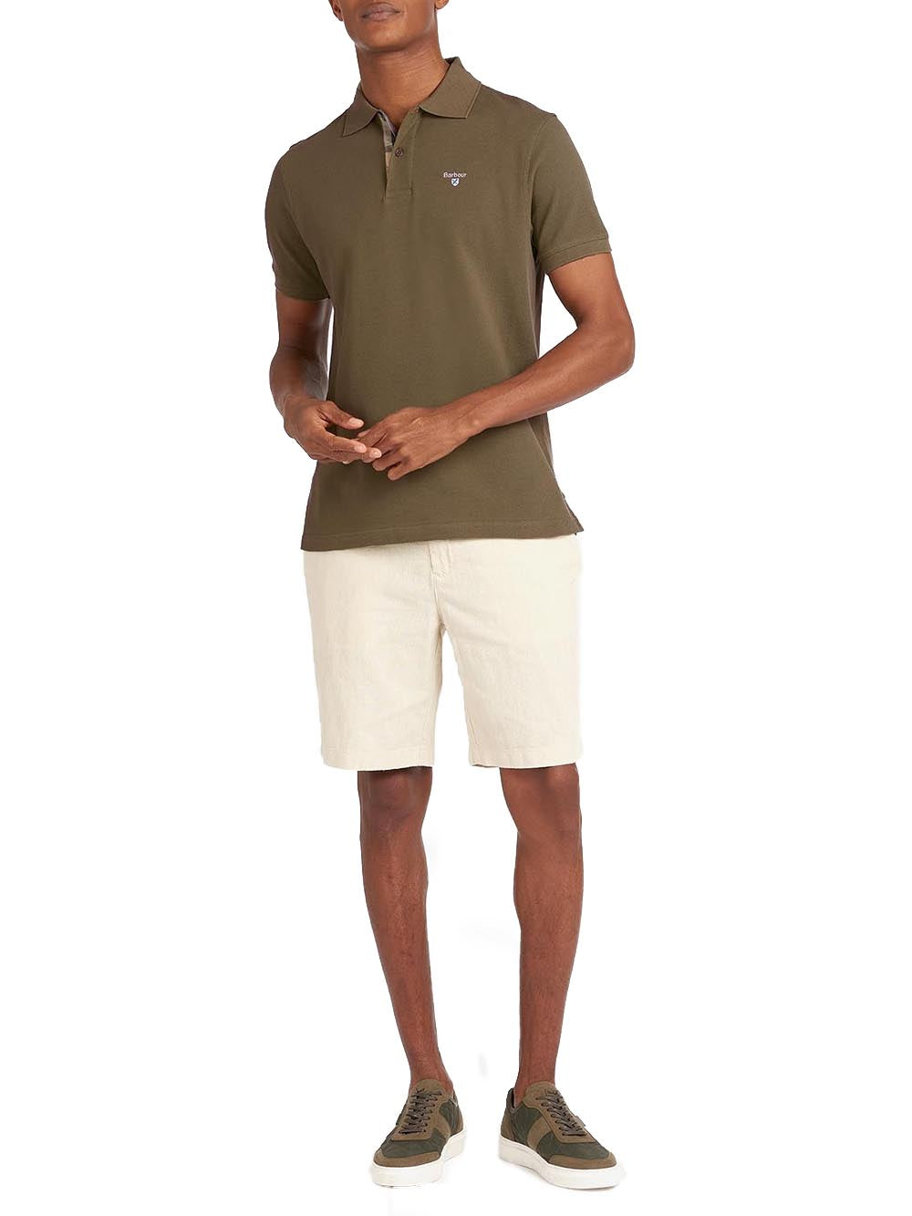 TARTAN PIQUE POLO Barbour Polo Uomo Mml0012 Verde oliva