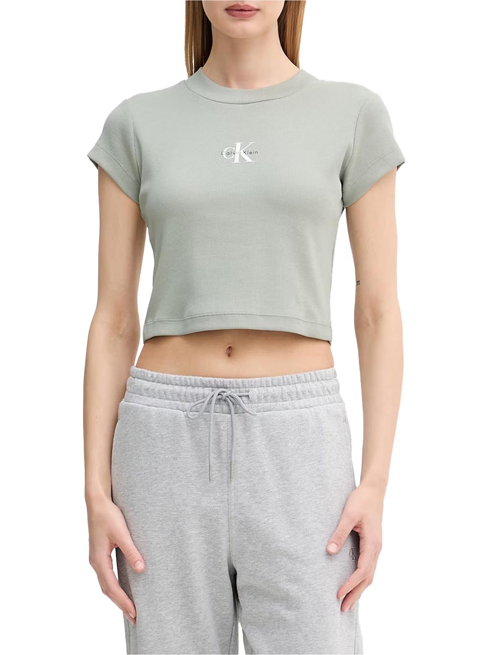 Calvin Klein Jeans T-shirt Donna Lv047ab802 Verde salvia