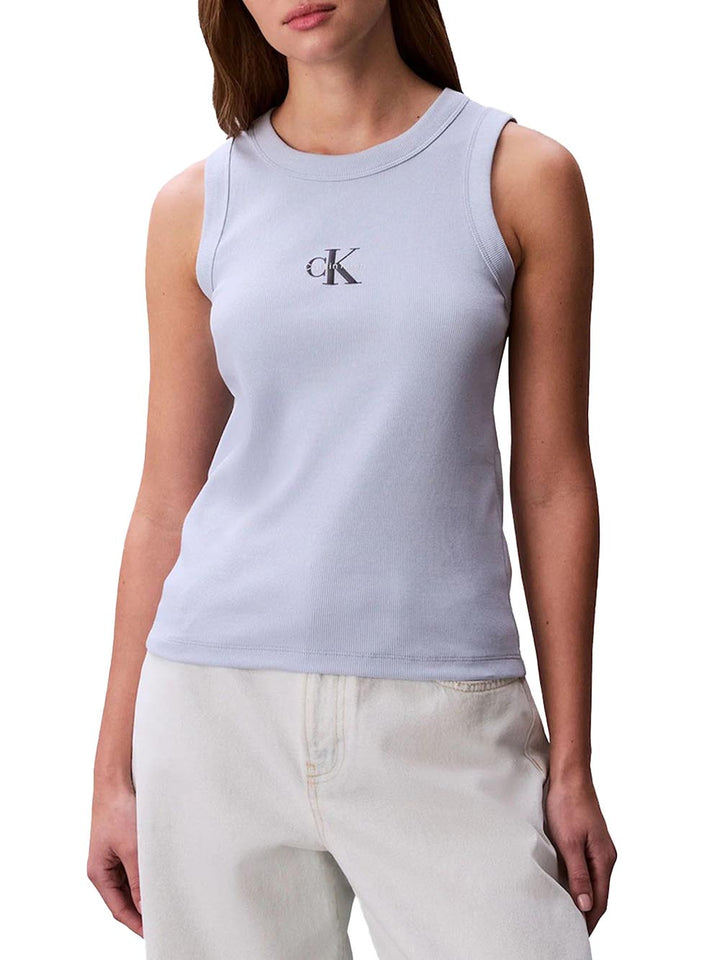 sl monogram rib tank Calvin Klein Jeans Top Donna Lv047e200g Celeste