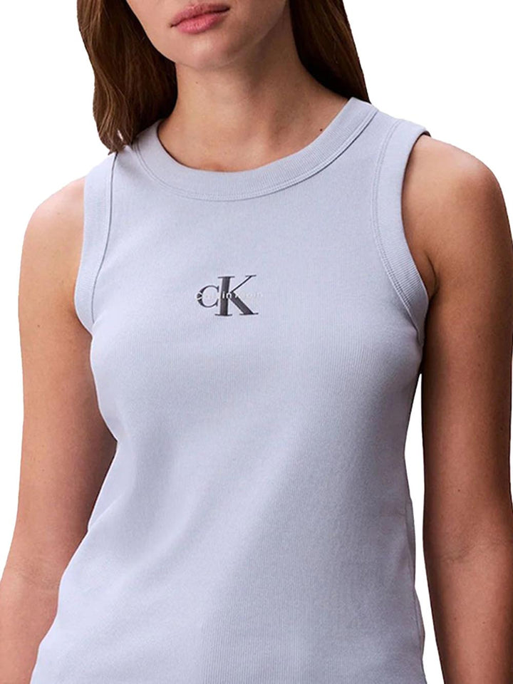 sl monogram rib tank Calvin Klein Jeans Top Donna Lv047e200g Celeste
