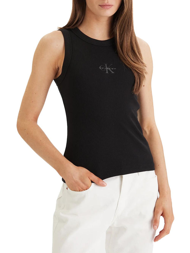 sl monogram rib tank Calvin Klein Jeans Top Donna Lv047e200g Nero