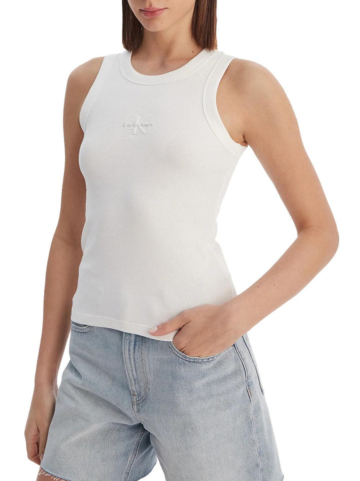 sl monogram rib tank Calvin Klein Jeans Top Donna Lv047e200g Panna