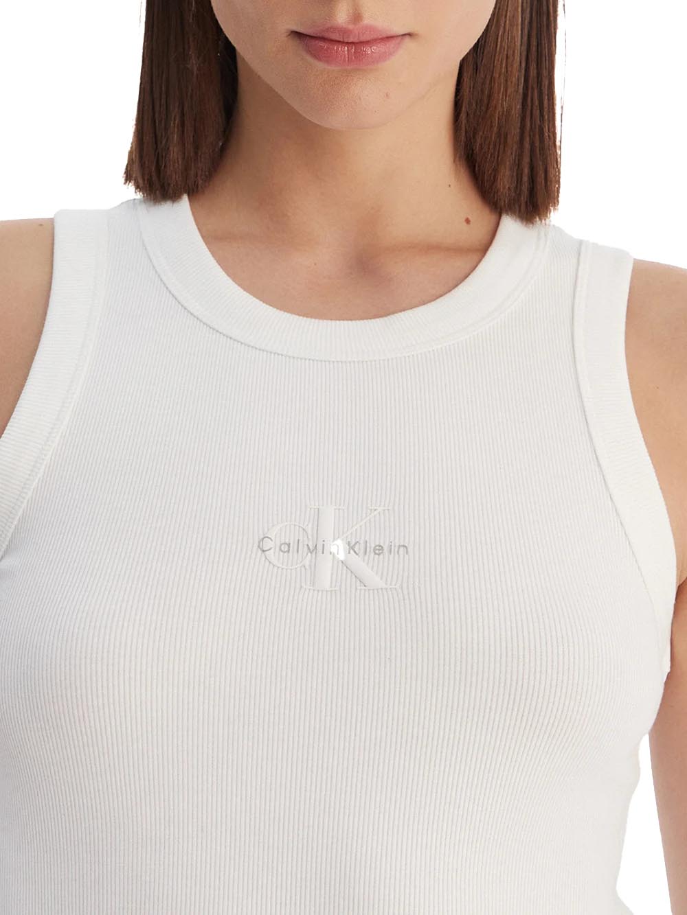 sl monogram rib tank Calvin Klein Jeans Top Donna Lv047e200g Panna