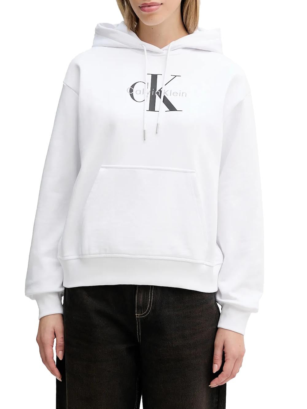 Calvin Klein Jeans Felpa Donna Lv047e221g Bianco