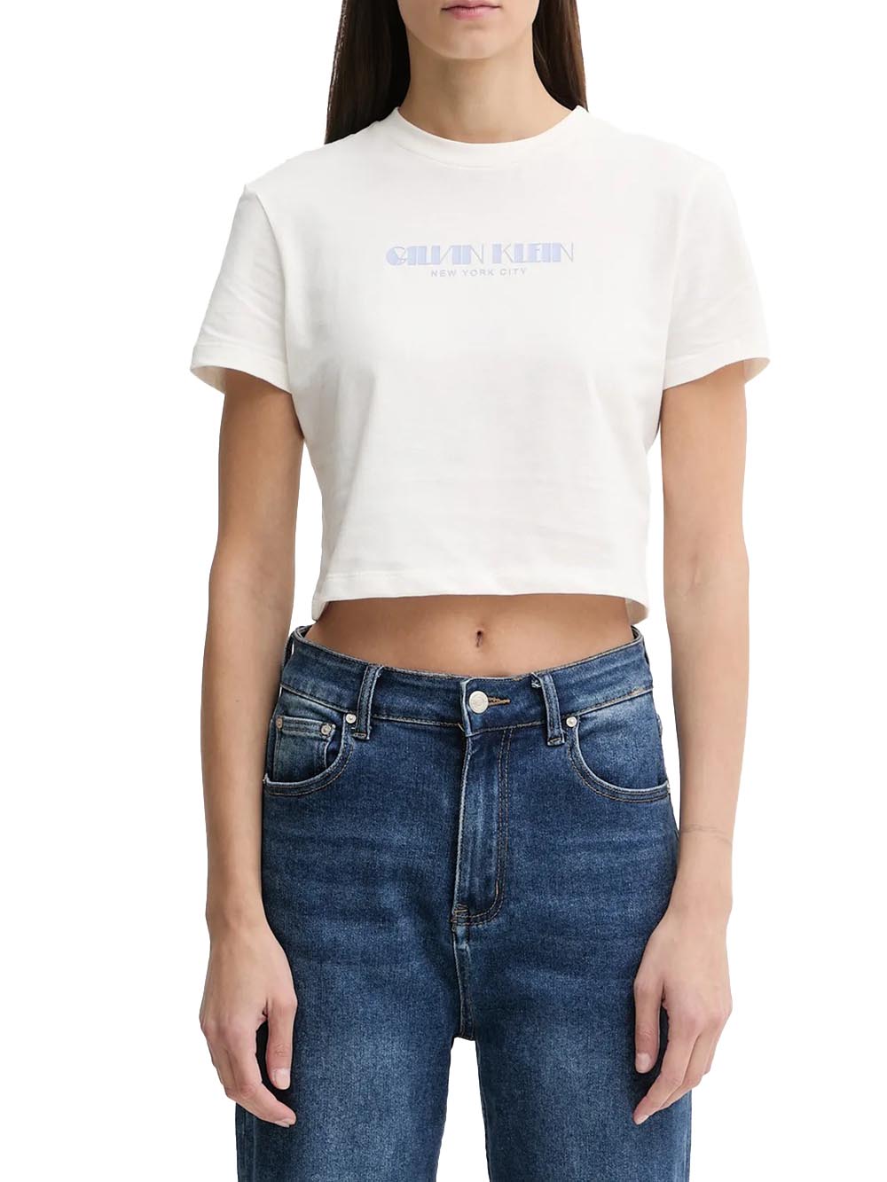 Calvin Klein Jeans T-shirt Donna Lv047e823g Panna