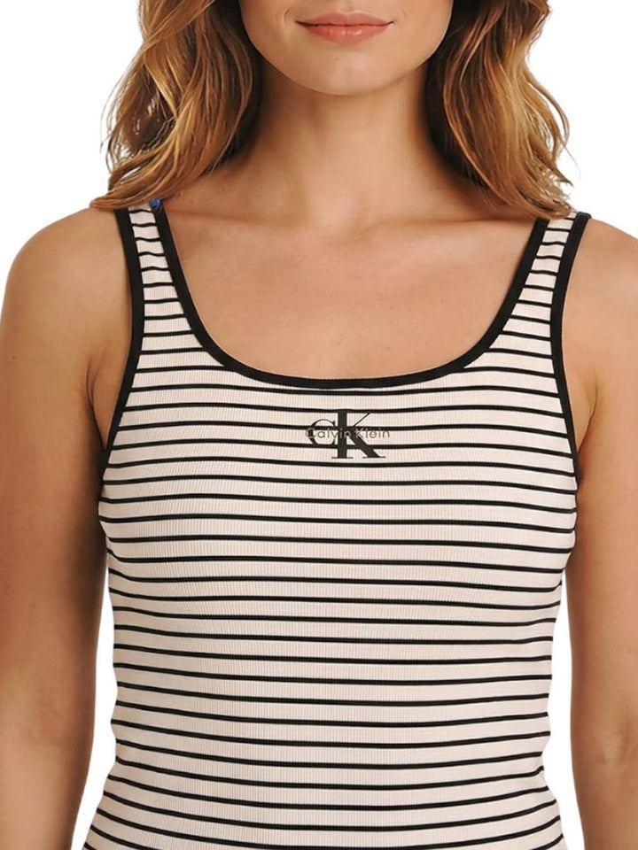 striped monologo sco Calvin Klein Jeans Top Donna Lv047f832g Panna nero