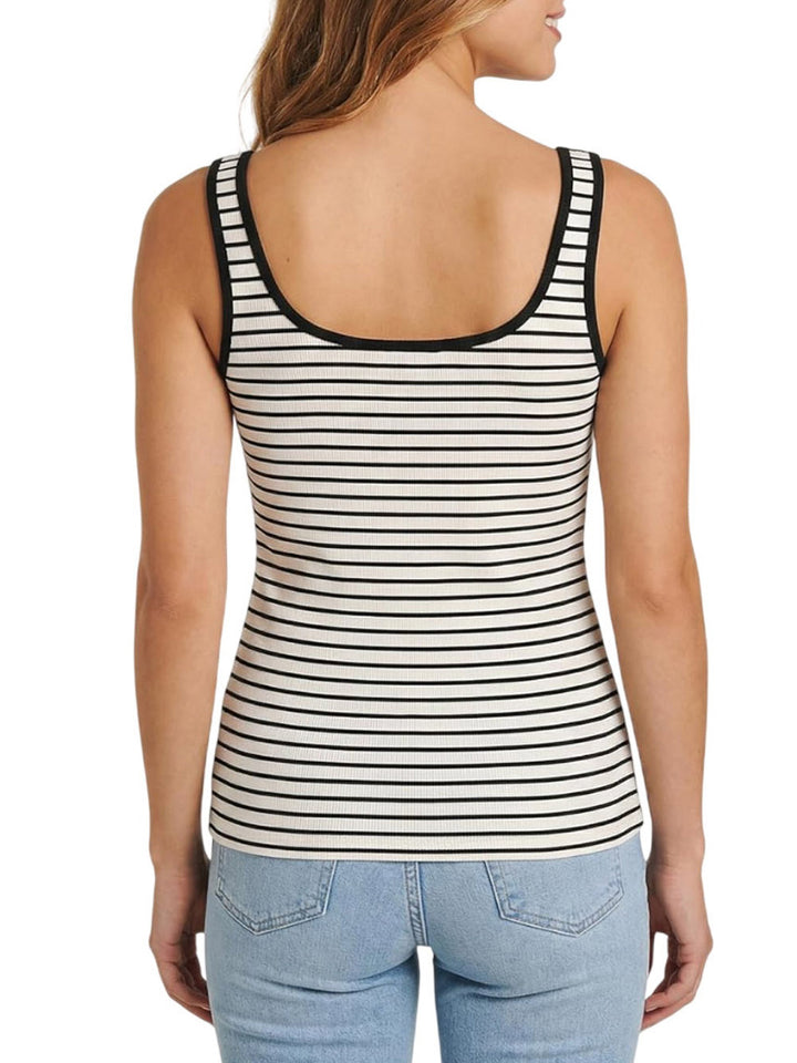 striped monologo sco Calvin Klein Jeans Top Donna Lv047f832g Panna nero