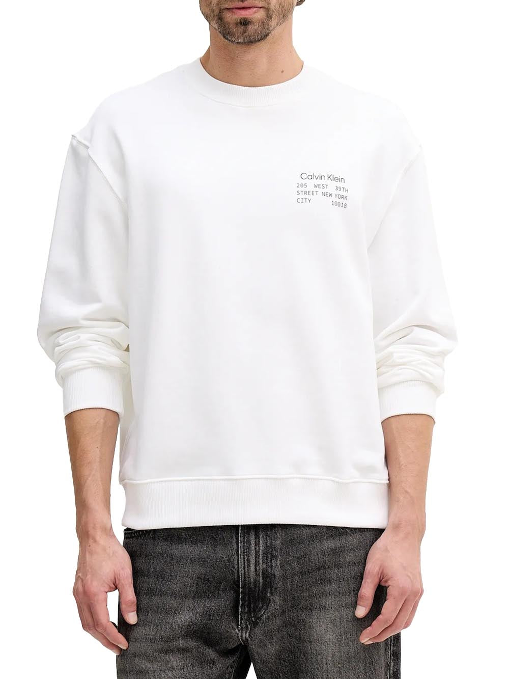 Calvin Klein Jeans Felpa Uomo Lv04re254g Panna