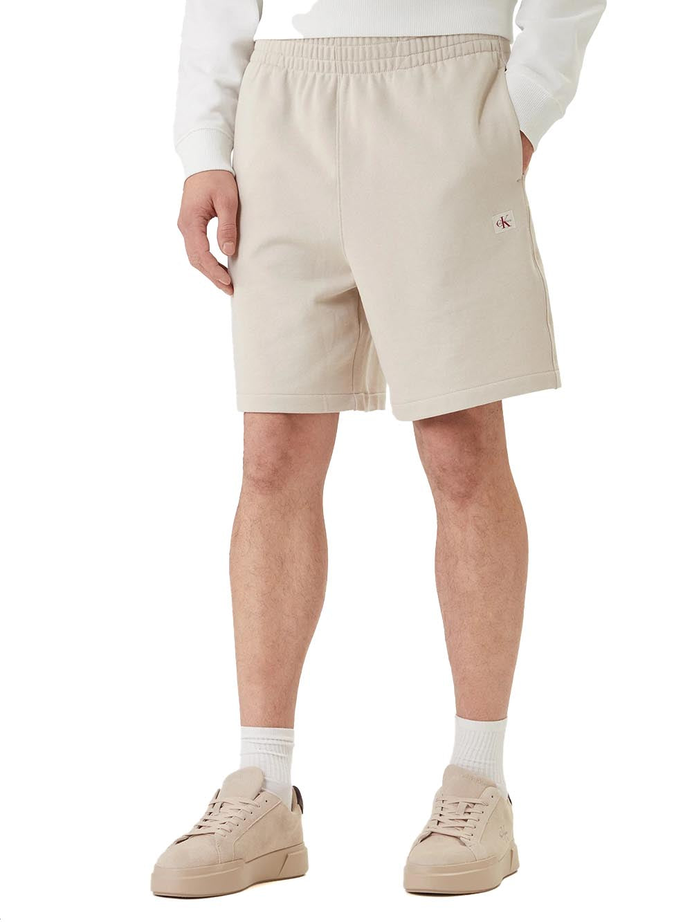 350terry badge sh Calvin Klein Jeans Short Uomo Lv04rf282g Beige