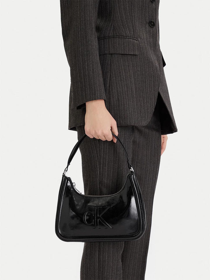 bold ck metallic shoulder bag Calvin Klein Borsa a Spalla Donna Lv04f3332g Nero