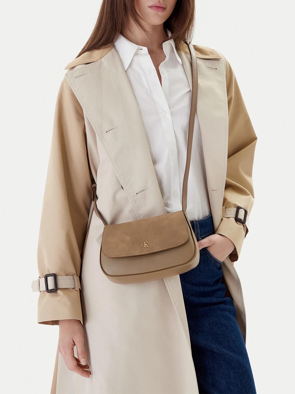 ck brushed flap camera bag Calvin Klein Borsa a Tracolla Donna Lv04f3409g Tortora