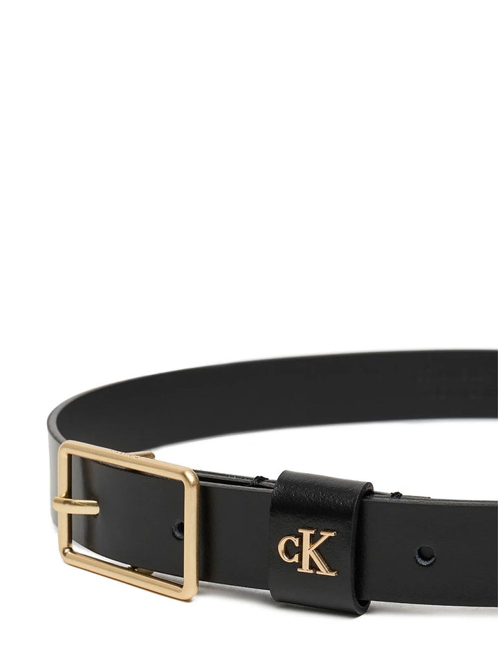 square buckle ck loop 25mm Calvin Klein Cinta Donna Lv04f7050g Nero oro