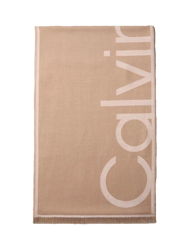 oversized logo lw jacquard sto Calvin Klein Foulard Donna Lv04f8066g Beige